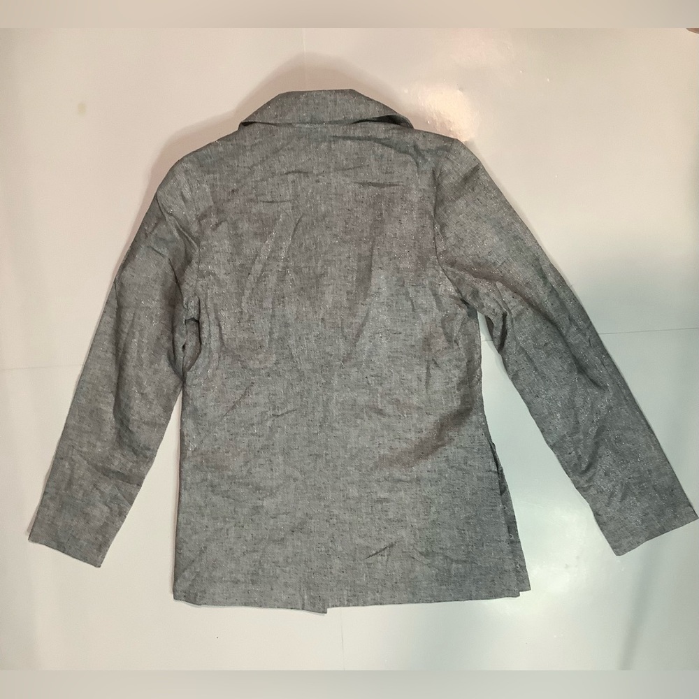 A New Day silver sparkle button in front Pockets Linen Cotton blazer size S - Picture 7 of 10